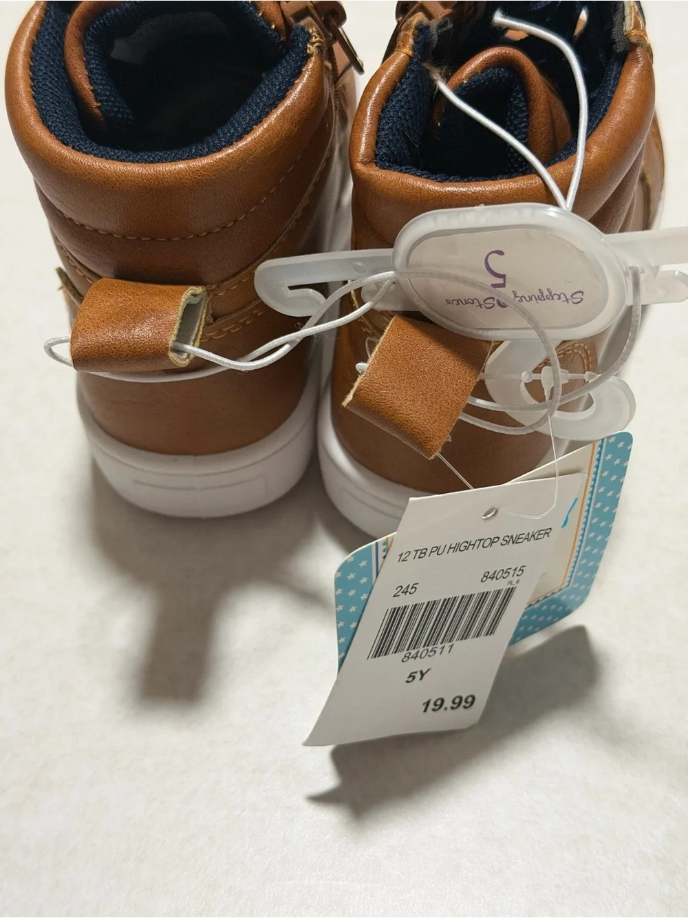 Stepping Stones Faux Leather High-Top Baby Sneakers – Size 5Y